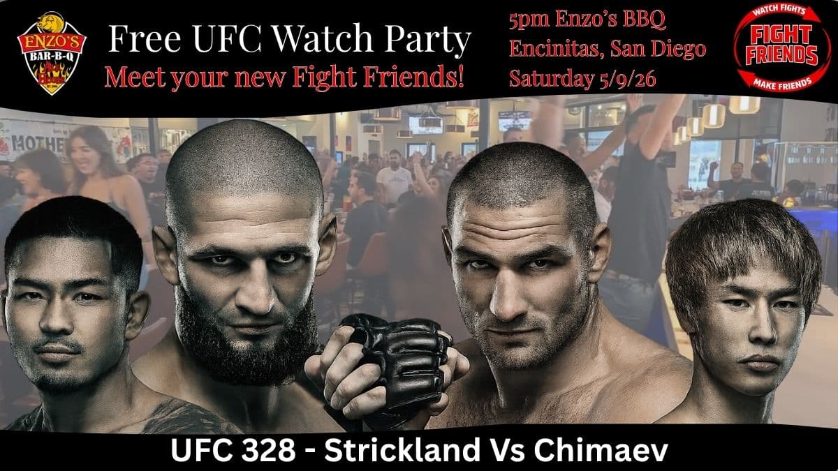 Free UFC Watch Party at 5pm Enzo's BBQ Encinitas, San Diego for UFC 328 Strickland vs Chimaev